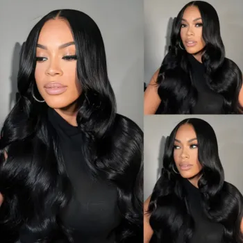 8 Lengths Jet Black HD Lace Front Body Wave Human Hair Wig