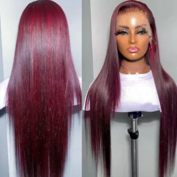8 Lengths Burgundy 13X6 HD Lace Frontal Straight Human Hair Wig