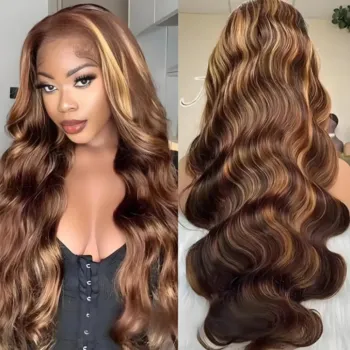 10 Lengths Highlight Body Wave Human Hair Lace Wig