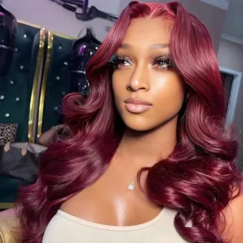10 Lengths Burgundy Body Wave HD Lace Closure Wig