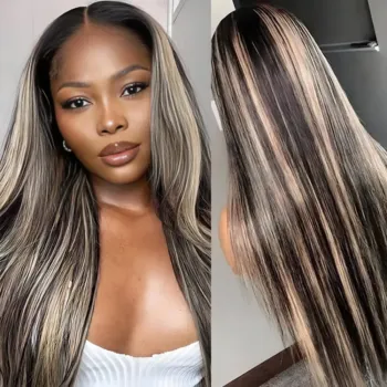 2 Colors 10 Lengths Brazilian Highlighted HD Lace Human Hair Wig