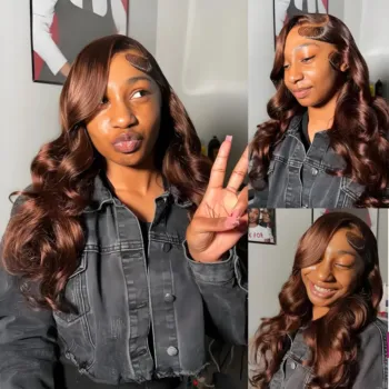 10 Lengths Chocolate Brown HD Lace Frontal Body Wave Wig