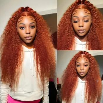 10 Lengths HD Lace Water Wave Ginger Remy Hair Wig