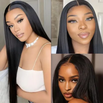 3 Colors 10 Lengths HD Lace Front Human Hair Wigs Kinky Straight Black