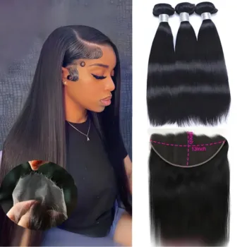 42 Lengths 4 Lace Sizes Brazilian HD Lace Human Hair Weft Bundles