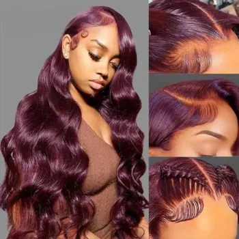 10 Lengths Burgundy Body Wave HD Lace Front Human Hair Wig