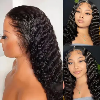 2 Colors 10 Lengths Deep Wave Human Hair Lace Frontal Wig