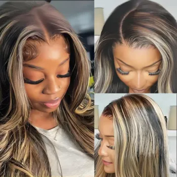 8 Lengths 34Inch HD Lace Closure Body Wave Wig Honey Blonde Glueless Human Hair