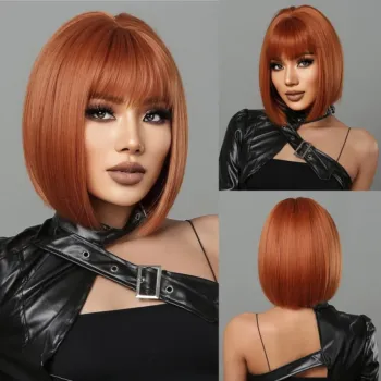 9 Colors Ginger Bob Wig For Women Heat Resistant Synthetic Short Orange Hair
