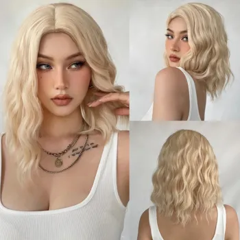 7 Colors Light Golden Short Wavy Wig For Women Daily Use