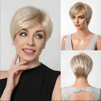 5 Colors Blonde Short Pixie Wig With Bangs For Women Cosplay Party